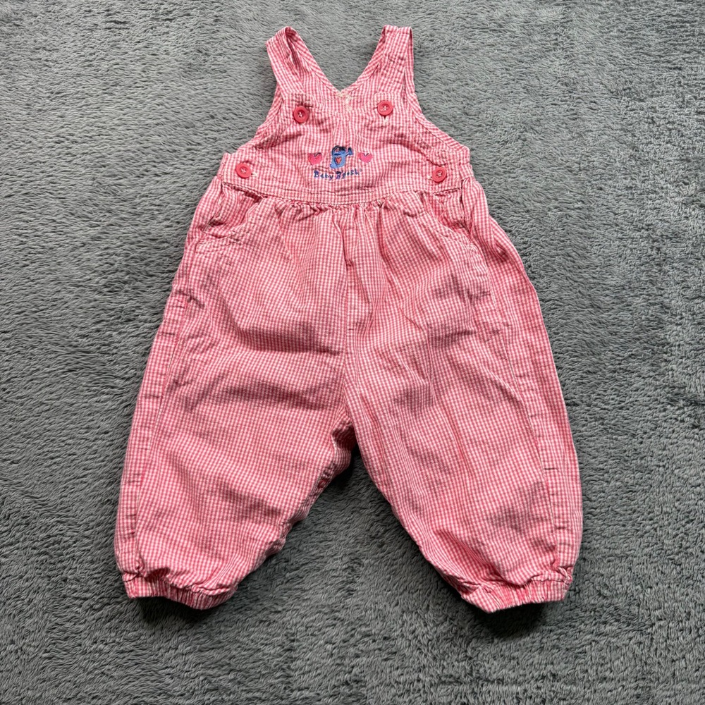Vintage OshKosh Pink Gingham Embroidered Overalls